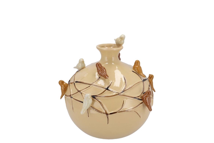 Bird Vase Globe Sand 14x14x14cm Nm