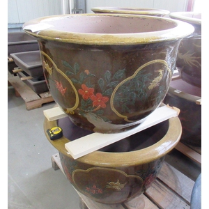 pot round glazed, flower (68x42)