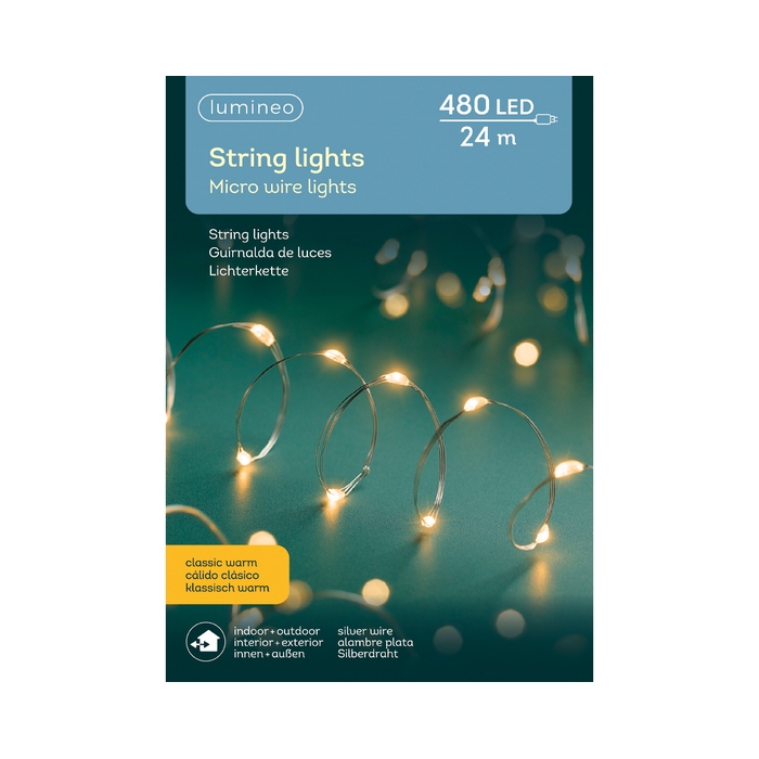 <h4>MICRO LED STRINGLIGHTS BUITEN SILVER CABLE - 480LAMPS KLASSIEKWARMWHITE 2395CM</h4>