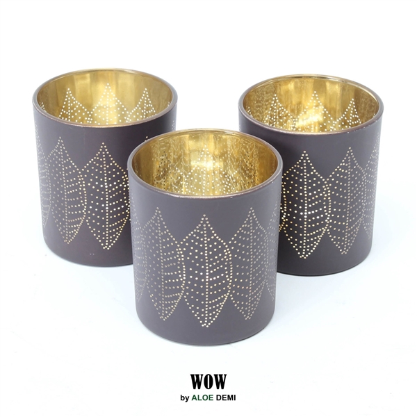 <h4>WOW tea light holder gold and brown</h4>