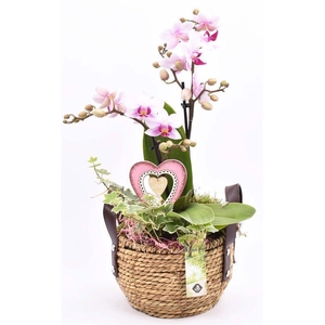 Touwmand met leer handv.16-18cm