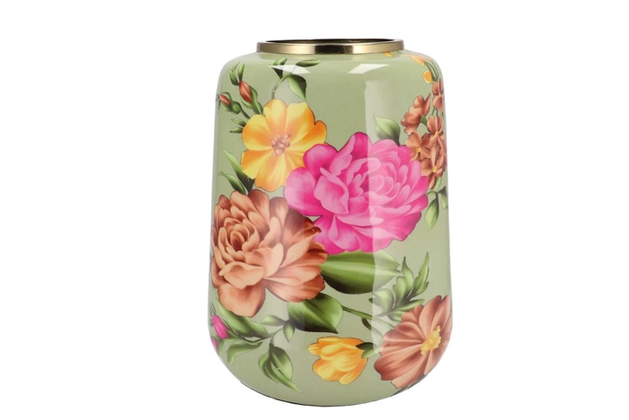 <h4>June Summer Green Vase Cilinder Iron 33x32x40cm</h4>