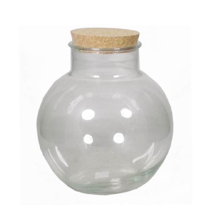 Glass Terrarium Ball vase+cork d13/25*26.5cm