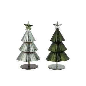 Glam Nordic Silver Green Mix Xmas Tree Iron Ass 11x11x18cm