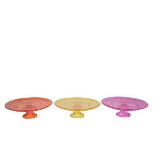 Dayah Orange Mix Glass Plate On Foot 25x9cm Ass P/1