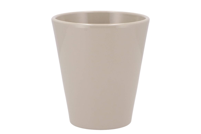 <h4>Ceramic Orchid Pot Taupe Shiny 15cm</h4>