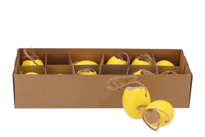 Eggs Chicken Pendant Yellow 5x6cm P/12