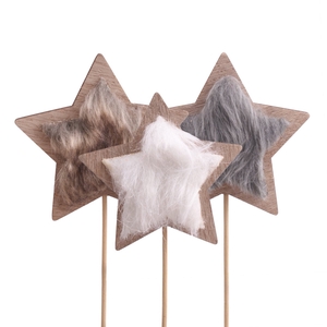 Christmas sticks 10cm Star furry 8.5cm ass.