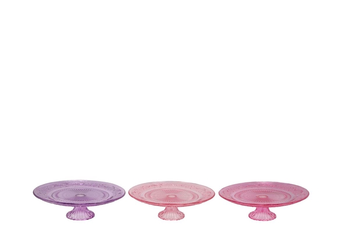 <h4>Dayah Pretty Pink Glass Plate On Foot 15x8cm Ass P/1 Nm</h4>