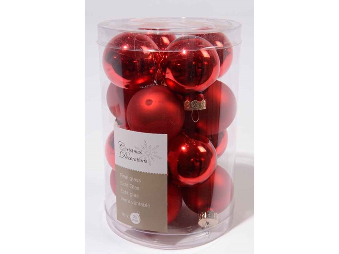 KERSTBAL GLASS 35MM CHRISTMASRED 16PCS