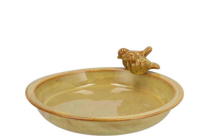 Bird Bowl Glazed Ochre 28x5cm