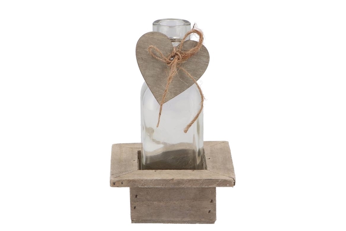 <h4>Love Wood Tray 1 Bottle White 10x10x16cm</h4>