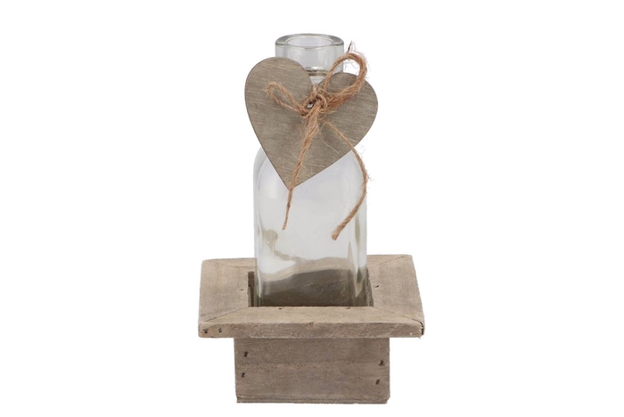 Love Wood Tray 1 Bottle White 10x10x16cm