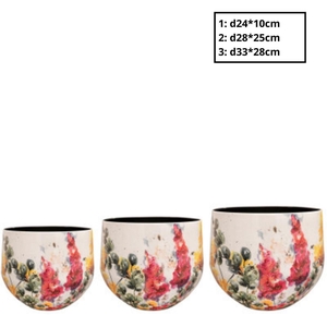 Metaal Floral pot S/3 d33*28cm