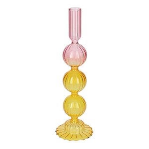 DF02-721060300 - Candle holder Aviance5 d2.5/8.3xh26.8 l.pink/yellow