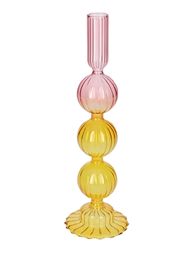 <h4>DF02-721060300 - Candle holder Aviance5 d2.5/8.3xh26.8 l.pink/yellow</h4>