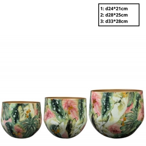 Metaal Monstera pot S/3 d33*28cm