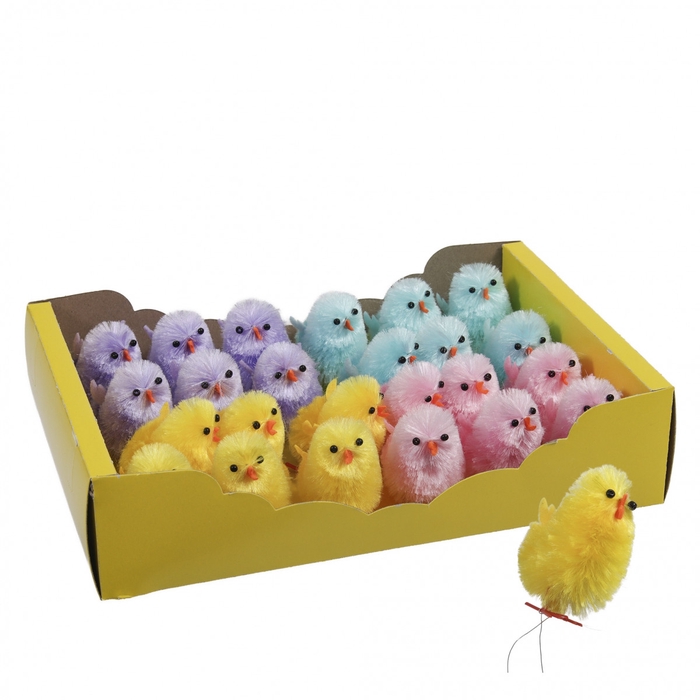 <h4>Easter Deco chenille baby chicken 6cm x24</h4>