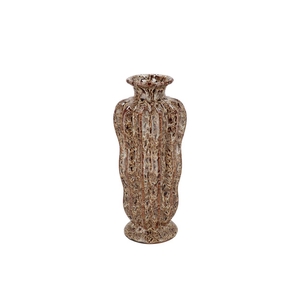 Suus Brown Vase Long Leopard Glaze 13x13x31cm