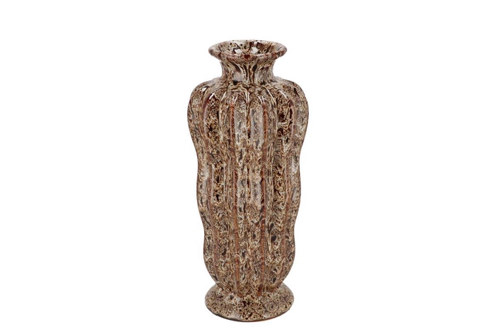 <h4>Suus Brown Vase Long Leopard Glaze 13x13x31cm</h4>
