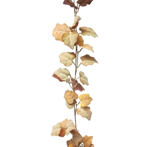 SILK FLOWERS - MAPLE LEAVE GARLAND FLOCKED AUTUMN 181CM