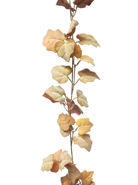 SILK FLOWERS - MAPLE LEAVE GARLAND FLOCKED AUTUMN 181CM
