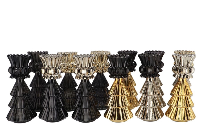 Jazz Wild Black T-light X-mas Tree Ass 11x28cm Nm