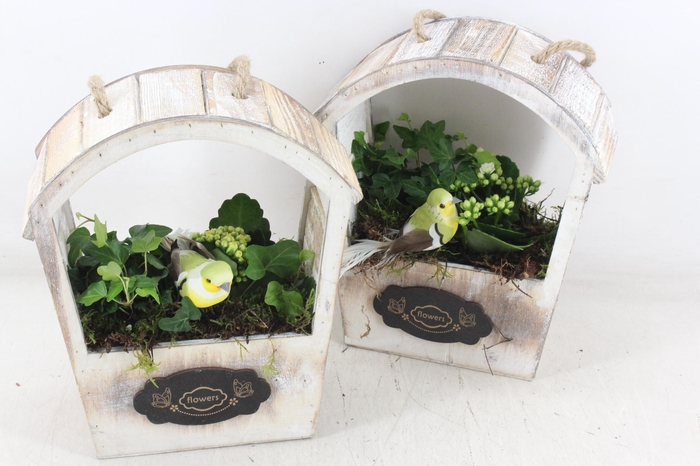 <h4>arr2 TD - Hout huis rond dak - geel/wit</h4>