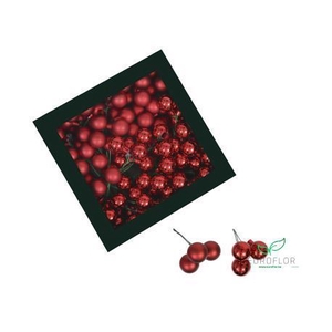 KERSTBAL GLASS 20MM ON WIRE 144PCS RED COMBI