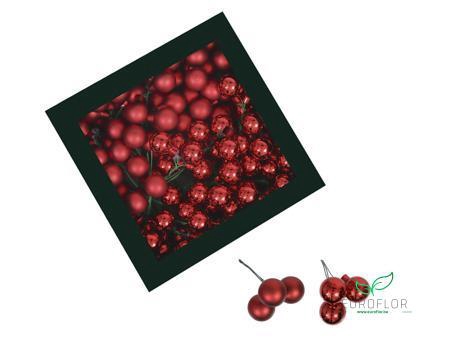 KERSTBAL GLASS 20MM ON WIRE 144PCS RED COMBI