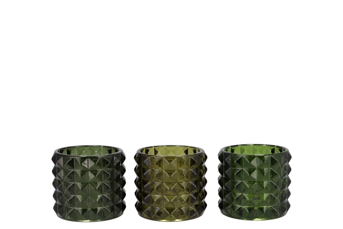 <h4>Jazz Majestic Green T-light Structure Ass 10x9cm</h4>