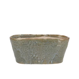 Iron Stone Light Blue Glazed Oval Pot 25x13x11cm