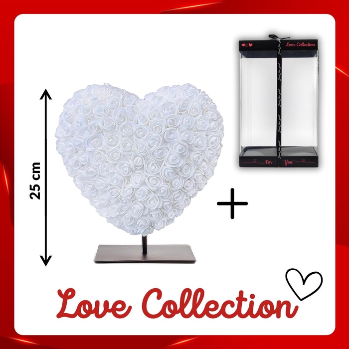 <h4>Valentijn Foam hart 25cm+standaard</h4>