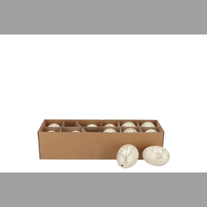 Eggs Chicken Natural White Glitter P/12