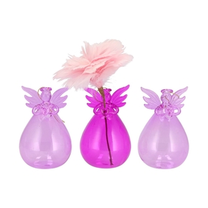 Sparkly Fuchsia/pink Angel Glass Vase 7x12cm