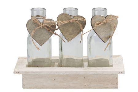 <h4>Love Wood Tray 3 Bottle White 20x10x16cm</h4>