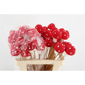 Stick Sugar Mushroom 9cm Red