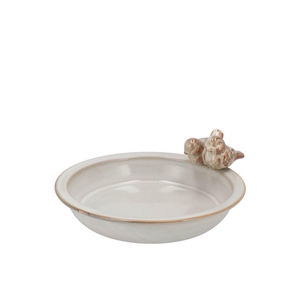 Iron Stone Bird Bowl Glazed White 23x5cm