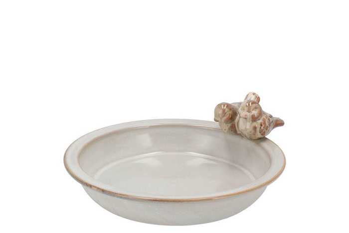 <h4>Iron Stone Bird Bowl Glazed White 23x5cm</h4>