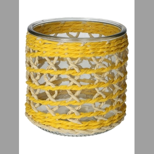 DF01-740482500 - Candle holder Vina d12xh11.8 yellow/natural