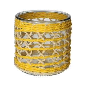 DF01-740482500 - Candle holder Vina d12xh11.8 yellow/natural
