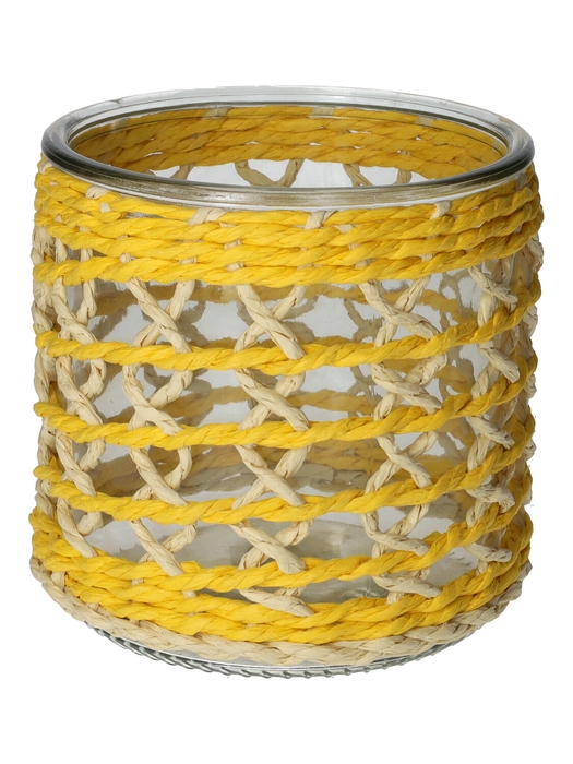 <h4>DF01-740482500 - Candle holder Vina d12xh11.8 yellow/natural</h4>