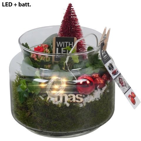 <h4>PTCHR7454 Arrangement Christmas Red in glazen pot</h4>