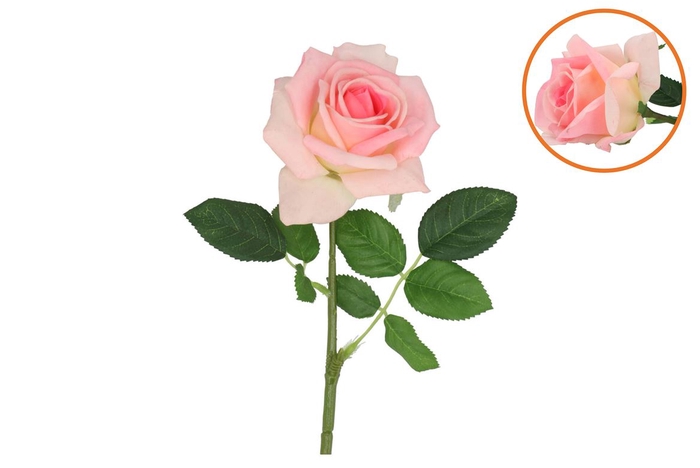 Silk Rose Real Touch Open Light Pink 43cm Nm