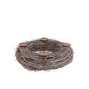 Wreath Birch Tree Whitewash With Candlestick 40x10cm