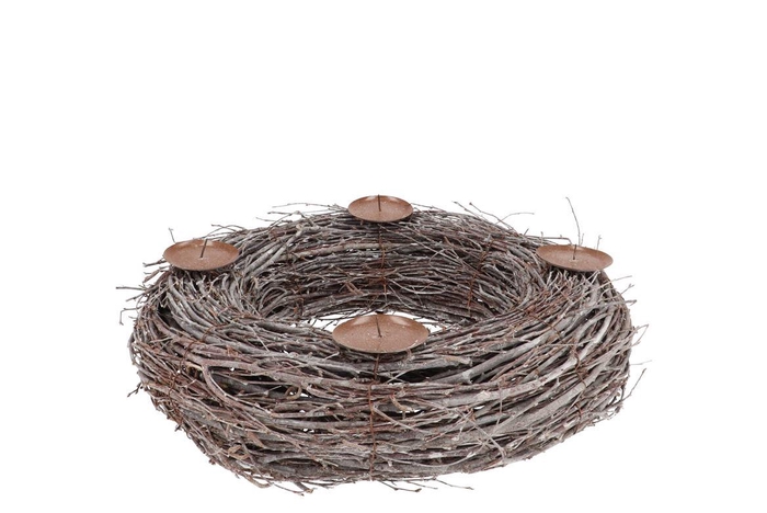 <h4>Wreath Birch Tree Whitewash With Candlestick 40x10cm</h4>