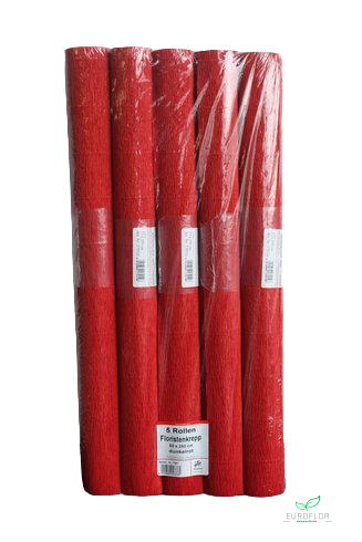 FLORISTENCREPE 50CM*2,5M DONKERROOD 5 ROLLEN