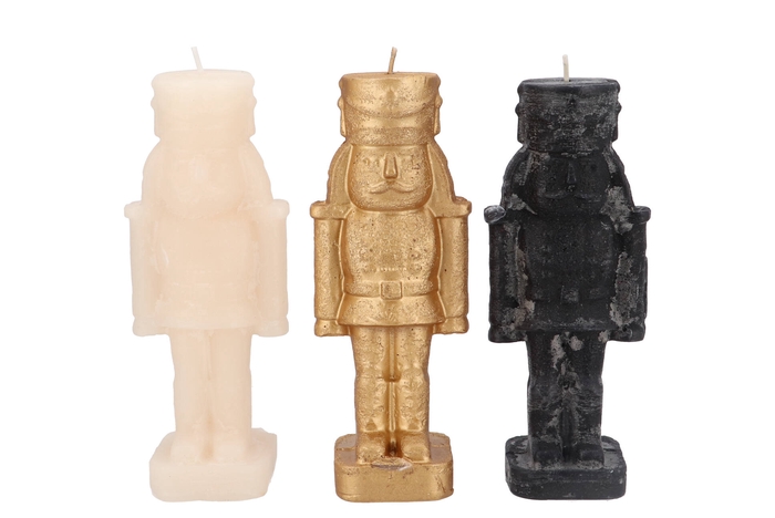 Frosty Nutcracker Black Mix Candle 7x7x20cm