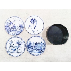 Coaster Glass Ø10cm Delft Blue