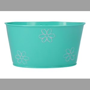 DF04-665732000 - Planter Daisy oval 19x13xh10 turquoise/pink